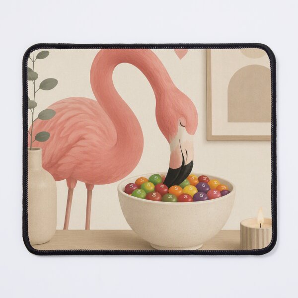 Item preview, Hygge Flamingo & Skittles "DELICIOUS" Portrait designed and sold by NickWhittleArt.