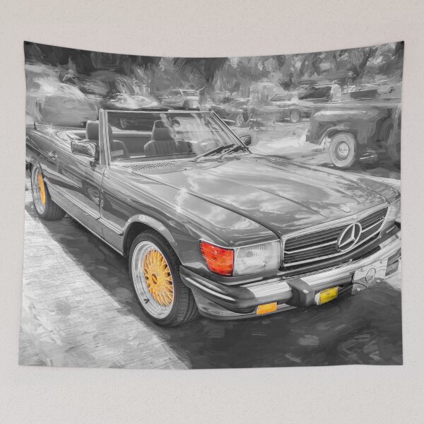 Item preview,  Classic Red Mercedes 560SL R107 Convertible Art Print designed and sold by RichFrancoCars.