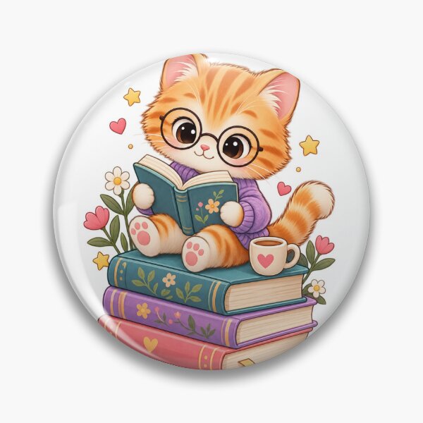 Artikelvorschau, Gemütliche Lesekatze – Niedliche Bücherliebhaber-Katze mit Büchern entworfen und verkauft von Carla Nay.