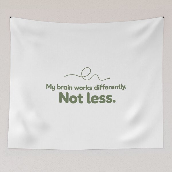 Item preview, ADHD My Brain Works Differently Not Less Neurodivergent Quote designed and sold by NichePrintLab.