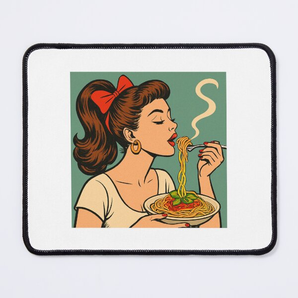 Item preview, Vintage Pop Art Woman Eating Spaghetti designed and sold by Vision Crafted.