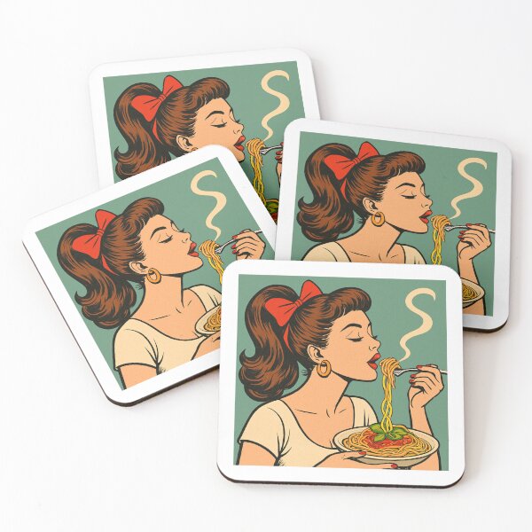 Item preview, Vintage Pop Art Woman Eating Spaghetti designed and sold by Vision Crafted.
