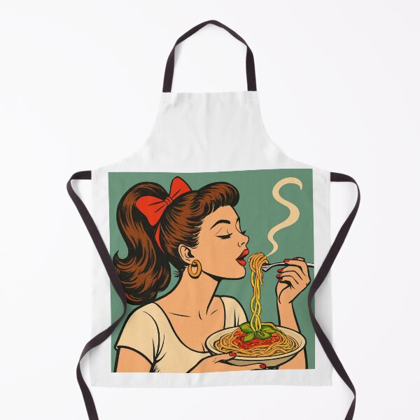 Item preview, Vintage Pop Art Woman Eating Spaghetti designed and sold by Vision Crafted.