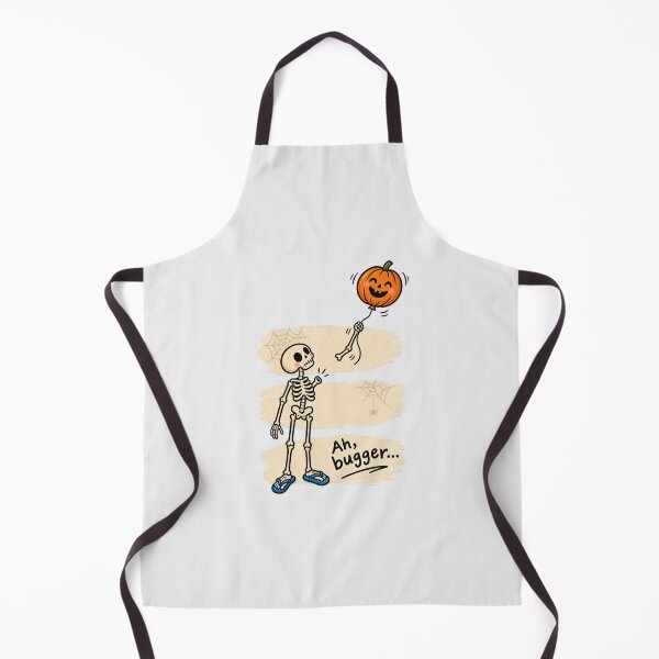 Item preview, Ah Bugger Funny Aussie Skeleton Losing Arm Holding Pumpkin Balloon In Blue Thongs designed and sold by Yellowriversss.