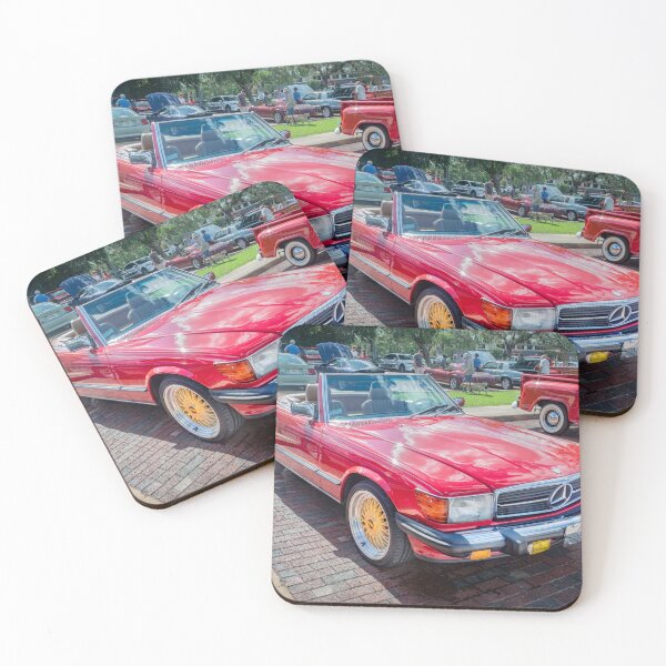 Item preview, Classic Red Mercedes 560SL R107 Convertible Art Print designed and sold by RichFrancoCars.