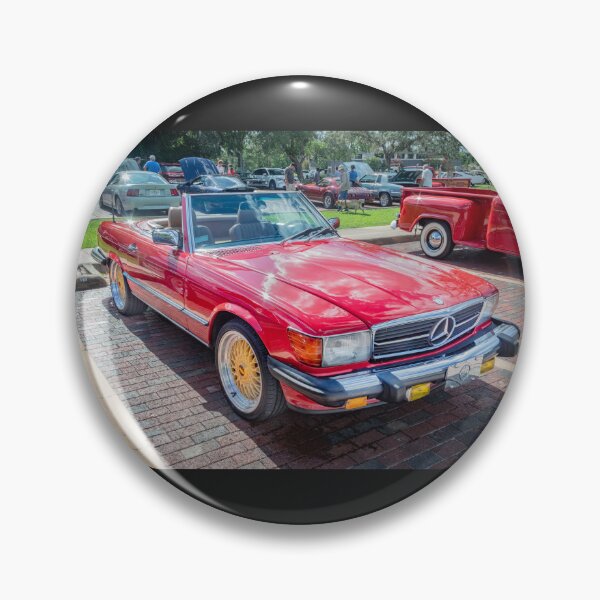 Item preview, Classic Red Mercedes 560SL R107 Convertible Art Print designed and sold by RichFrancoCars.