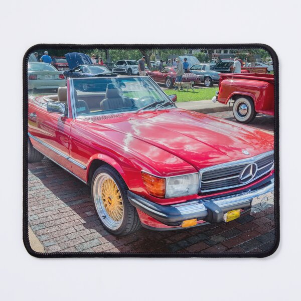 Item preview, Classic Red Mercedes 560SL R107 Convertible Art Print designed and sold by RichFrancoCars.
