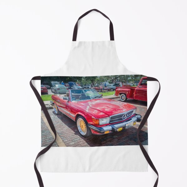 Item preview, Classic Red Mercedes 560SL R107 Convertible Art Print designed and sold by RichFrancoCars.