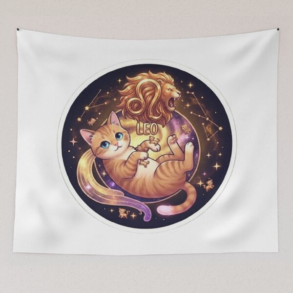 Item preview, Cute Leo Zodiac Cat Space Galaxy Stars Astrology designed and sold by PetalsPaws.