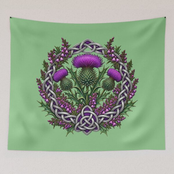 Item preview, Thistle & Heather Celtic Knot Wreath designed and sold by Wanda Case.
