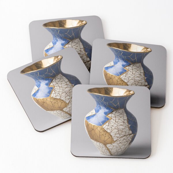 Item preview, Kintsugi Vase Art - Classic Japanese Gold Repair Print designed and sold by Purrfecta.