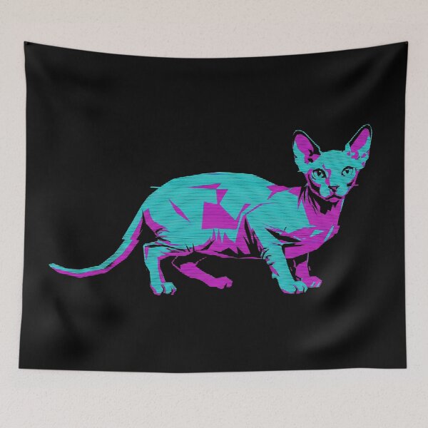 Item preview, Neon Glitch Sphynx Cat designed and sold by MarCinu Art.
