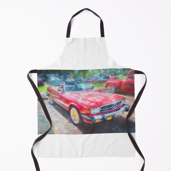 Item preview, Classic Red Mercedes 560SL R107 Convertible Art Print designed and sold by RichFrancoCars.