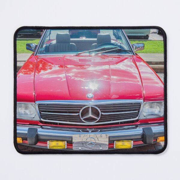 Item preview, Classic Red Mercedes 560SL R107 Convertible Art Print designed and sold by RichFrancoCars.