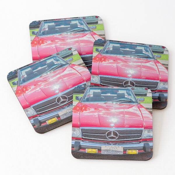 Item preview, Classic Red Mercedes 560SL R107 Convertible Art Print designed and sold by RichFrancoCars.