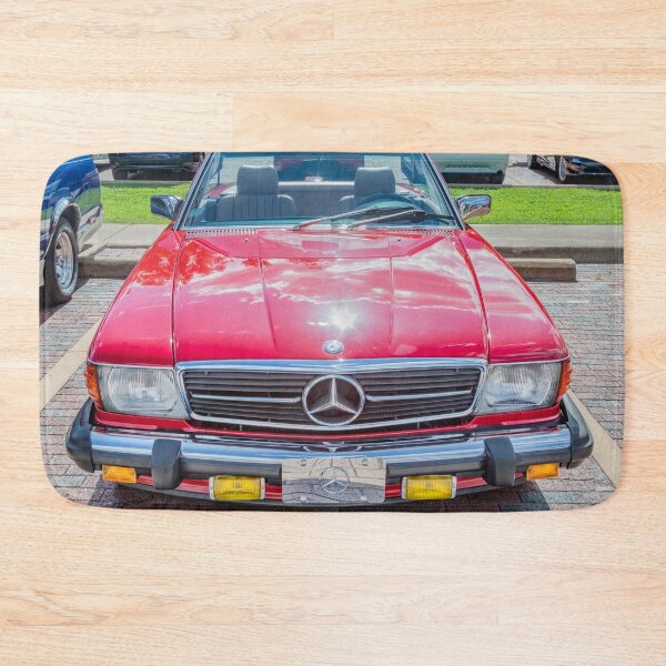 Item preview, Classic Red Mercedes 560SL R107 Convertible Art Print designed and sold by RichFrancoCars.
