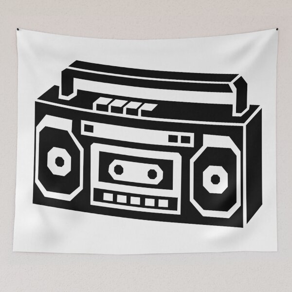 Item preview, Retro Boombox Geometric Black and White Design designed and sold by matybrak.