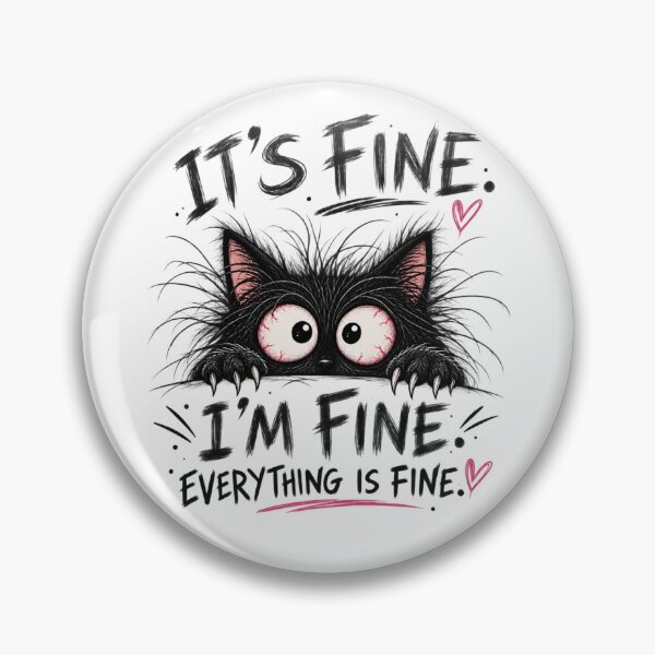 Item preview, It's fine, I'm Fine, Everything Is Fine Funny Sarcastic Black Cat designed and sold by MadeByMira.