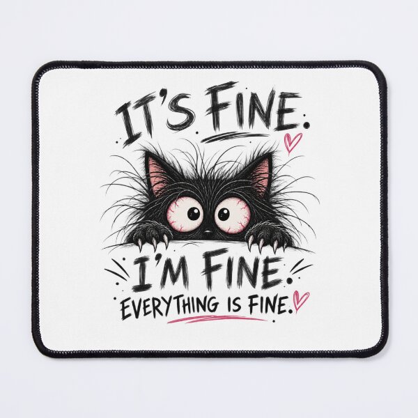 Item preview, It's fine, I'm Fine, Everything Is Fine Funny Sarcastic Black Cat designed and sold by MadeByMira.