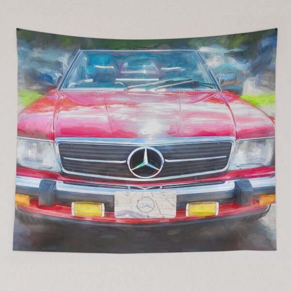 Item preview,  Classic Red Mercedes 560SL R107 Convertible Art Print designed and sold by RichFrancoCars.