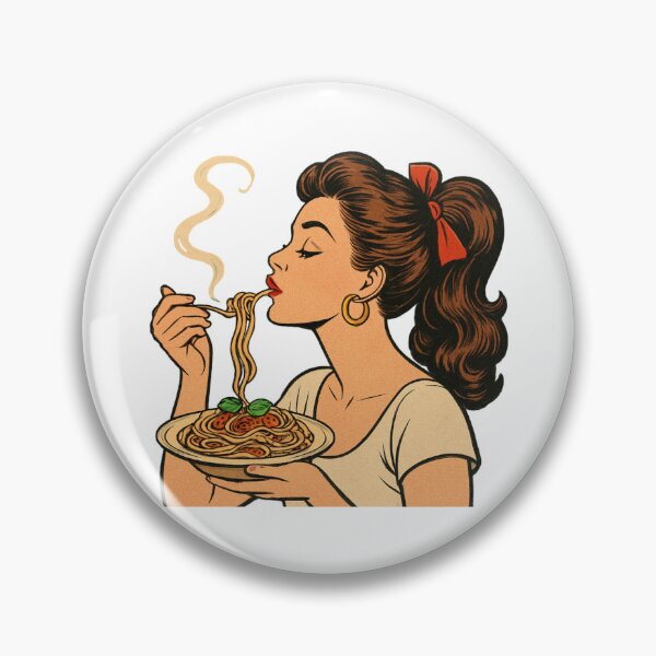 Item preview, Vintage Pop Art Woman Eating Spaghetti designed and sold by Vision Crafted.