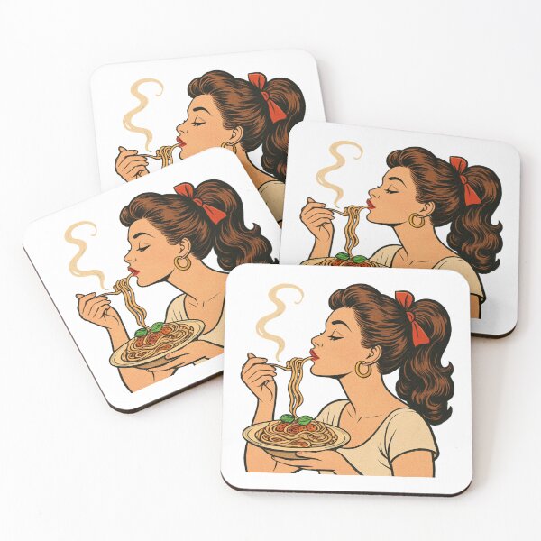 Item preview, Vintage Pop Art Woman Eating Spaghetti designed and sold by Vision Crafted.