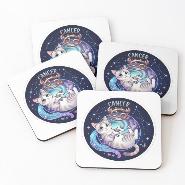 Item preview, Cute Cancer Zodiac Cat Space Galaxy Stars Astrology designed and sold by PetalsPaws.