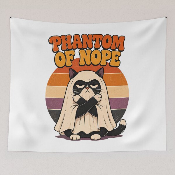 Item preview, Phantom Of Nope Ghost Cat Funny Halloween Meme designed and sold by Retro Whiskers.