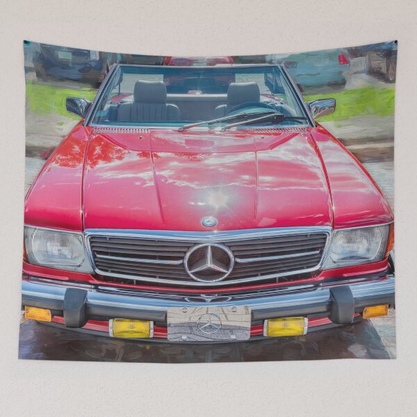 Item preview,  Classic Red Mercedes 560SL R107 Convertible Art Print designed and sold by RichFrancoCars.