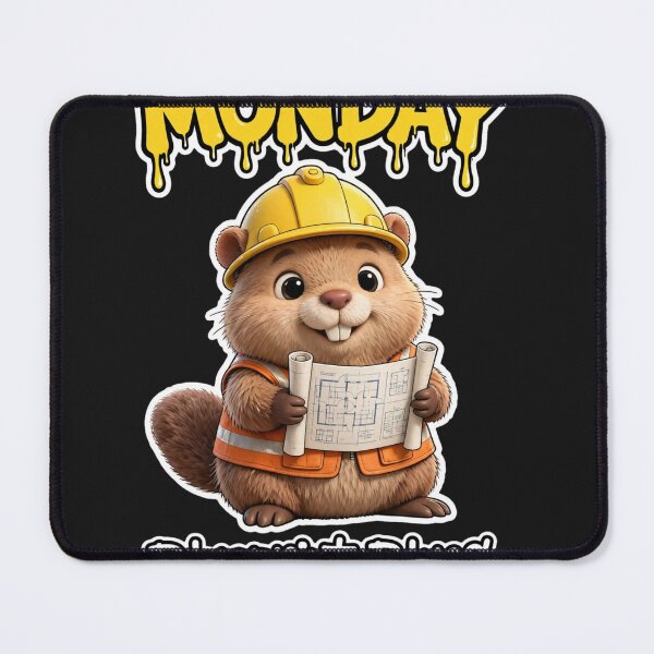 Item preview,  Monday Blueprint Blues - Cute 3D Builder Beaver Graffiti designed and sold by Surviving Monday Club.