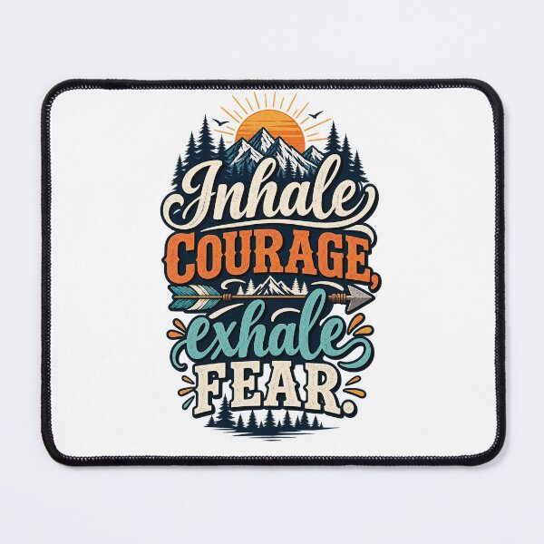 Item preview, Inhale Courage Exhale Fear Vintage Mountain Inspirational Quote designed and sold by CreativeNest Prints.