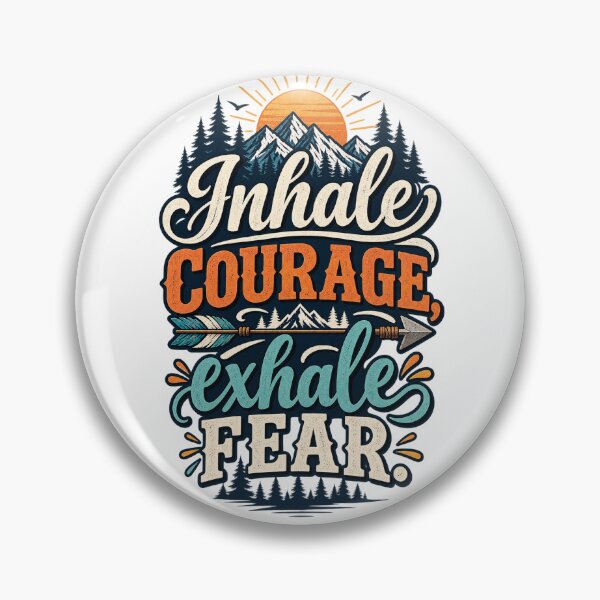 Item preview, Inhale Courage Exhale Fear Vintage Mountain Inspirational Quote designed and sold by CreativeNest Prints.