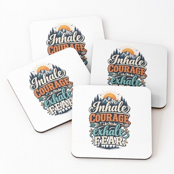 Item preview, Inhale Courage Exhale Fear Vintage Mountain Inspirational Quote designed and sold by CreativeNest Prints.