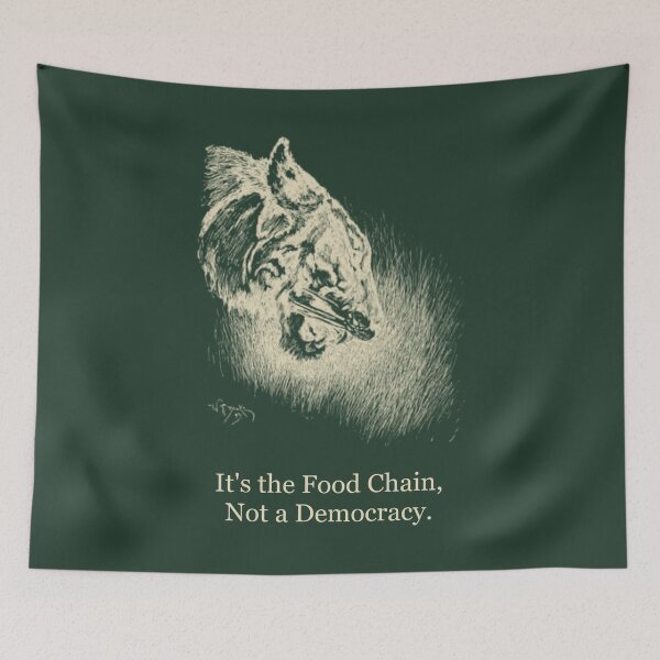 Item preview, It's the Food Chain, Not a Democracy - Vintage Snarling jungle wolf Tee designed and sold by Core-E.