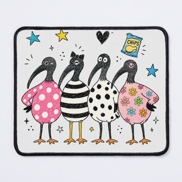 Item preview, Retro Bin Chicken Squad Cute Australian Ibis Bird Friends With Colorful Polka Dot  designed and sold by Yellowriversss.