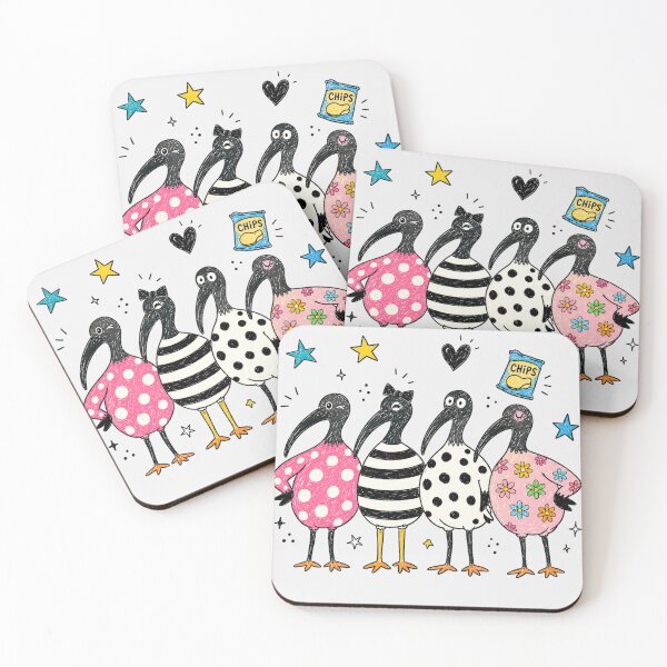 Item preview, Retro Bin Chicken Squad Cute Australian Ibis Bird Friends With Colorful Polka Dot  designed and sold by Yellowriversss.