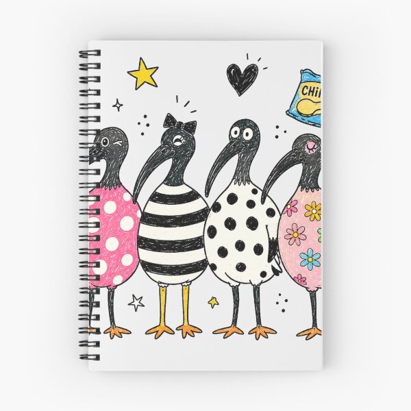 Item preview, Retro Bin Chicken Squad Cute Australian Ibis Bird Friends With Colorful Polka Dot  designed and sold by Yellowriversss.