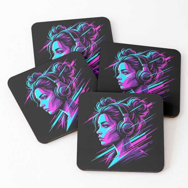 Item preview, Synthwave Cyber Audio Girl designed and sold by MarCinu Art.