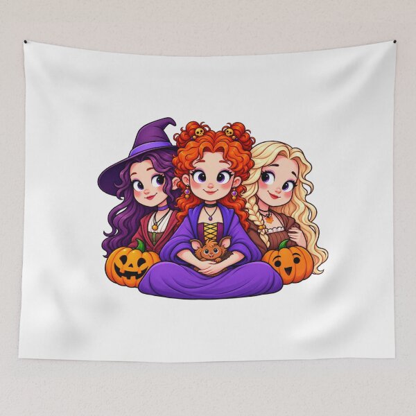Aperçu de l'œuvre Adorables sorcières d'Hocus Pocus, magie chibi d'Halloween. créée et vendue par Anime-Clothes1.