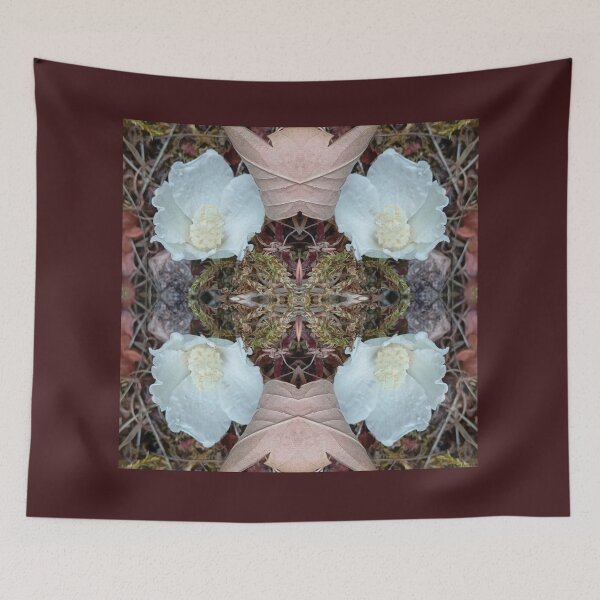 Item preview, White flower on autumn soil, mirror image designed and sold by lyloubeaupere.