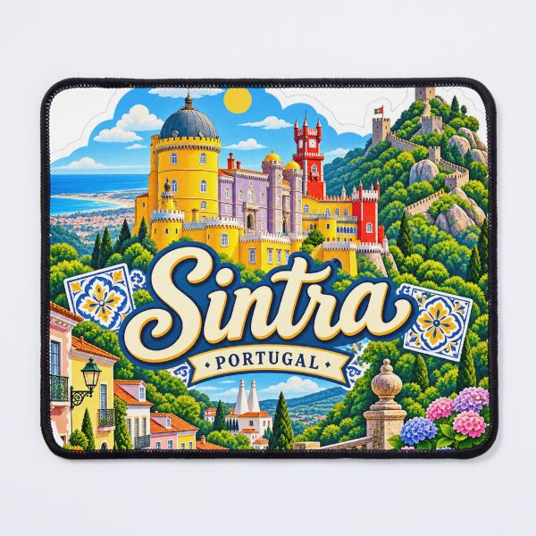 Item preview, Sintra Portugal – Pena Palace, Moorish Castle & Colorful Travel Art designed and sold by ChicClicker.