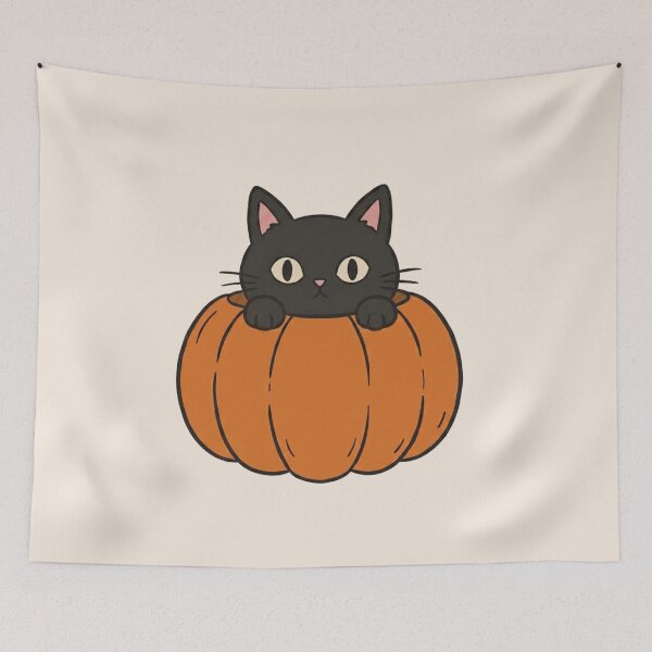 Item preview, Black Kitten Hiding Inside a Halloween Pumpkin – Spooky Cat Design designed and sold by wingoo22.