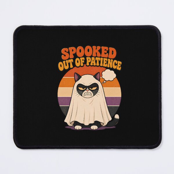 Item preview, Spooked Out Of Patience Ghost Cat Halloween Meme designed and sold by Retro Whiskers.