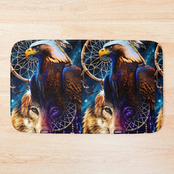 Item preview, Native American Eagle and Wolf Dreamcatcher designed and sold by NeonRealmsStudio.