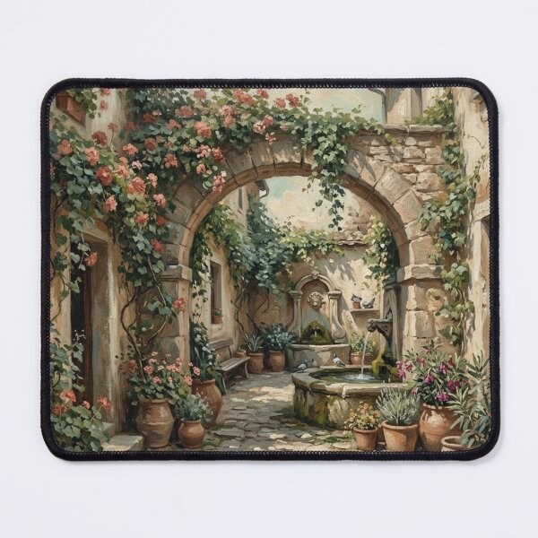 Item preview, Vintage European Courtyard with Floral Arch designed and sold by Denim Art Studio.