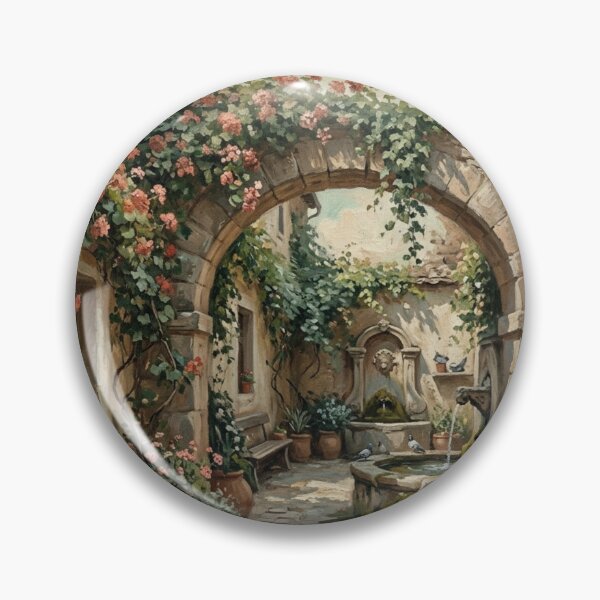 Item preview, Vintage European Courtyard with Floral Arch designed and sold by Denim Art Studio.