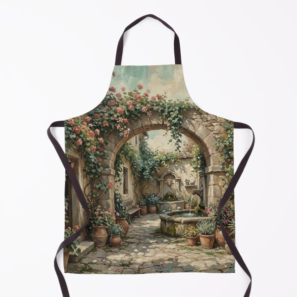 Item preview, Vintage European Courtyard with Floral Arch designed and sold by Denim Art Studio.