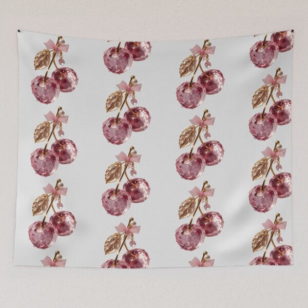 Item preview, Pink Crystalline Cherries with a Flirty Satin Bow designed and sold by PoenyL1rosy.