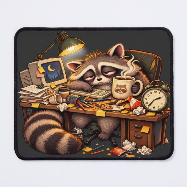 Item preview, Exhausted Raccoon Working Late – Funny Coffee Night Owl Animal designed and sold by TrendznHitz.