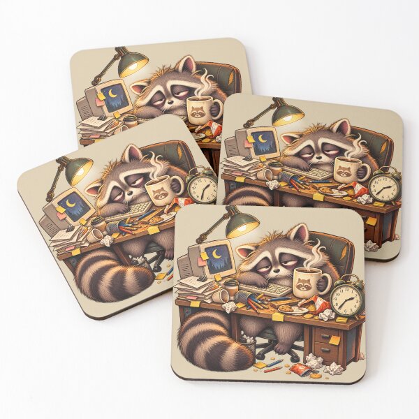 Item preview, Exhausted Raccoon Working Late – Funny Coffee Night Owl Animal designed and sold by TrendznHitz.